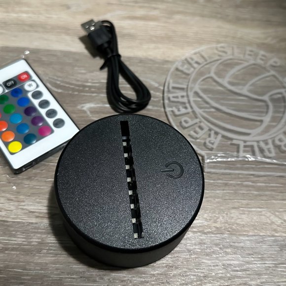 Soccer ball LED night light with engrave Acrylic, LED base, remote, and USB cord - Picture 2 of 3